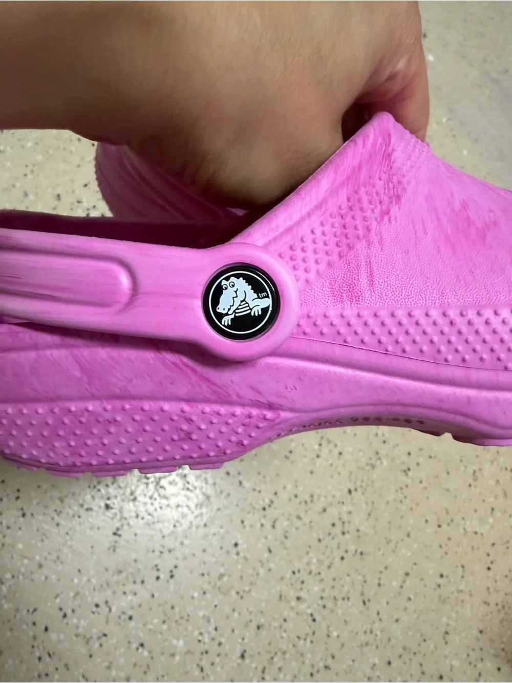 Kids Youth 6 Pink Watercolor Marble Slip-On Clog Shoes